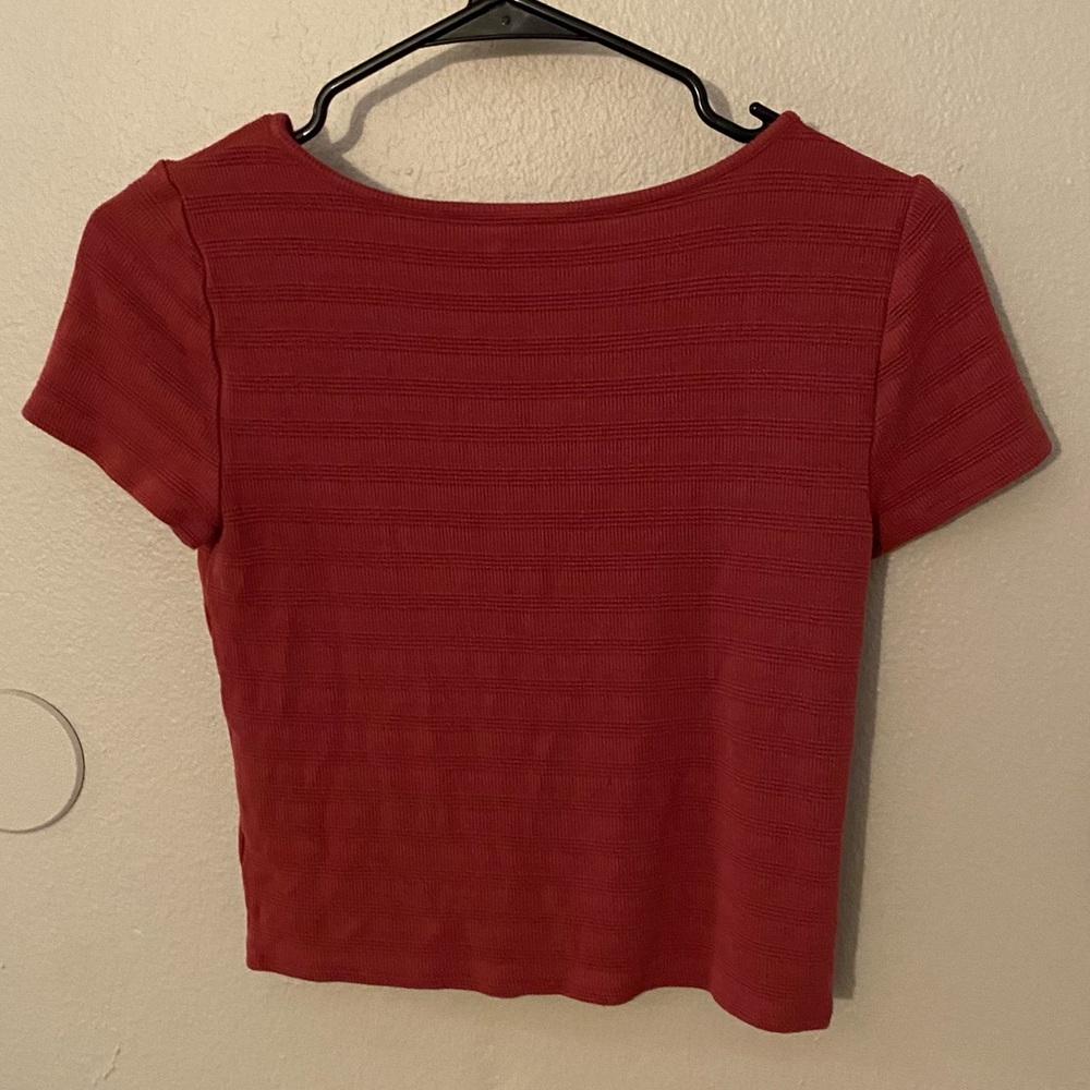 American Eagle Rust Ribbed Cropped Top - Picture 2 of 3